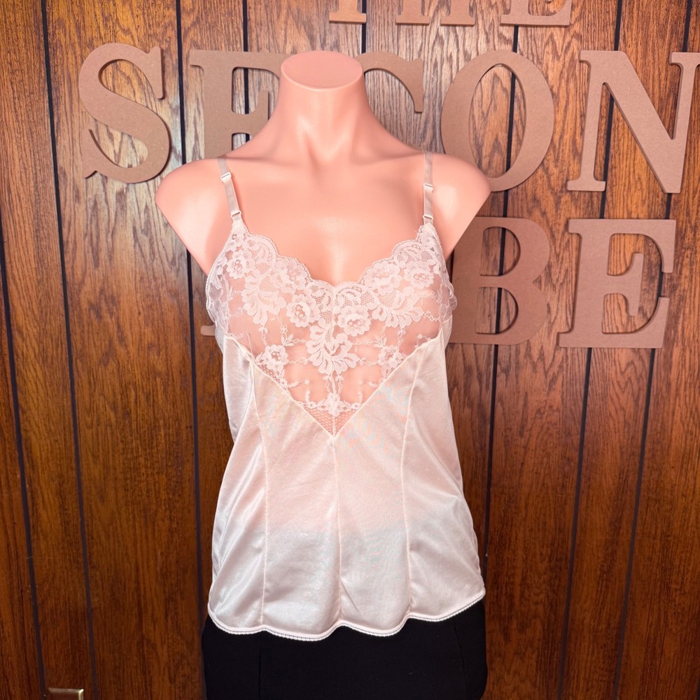Vintage Pink Y2K Lace Cami Body Chic Women M Coquette Balletcore Sheer Romantic